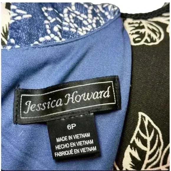 Jessica Howard Women's Petite 6 Blue Floral Fit & Flare Maxi Dress - Picture 9 of 11